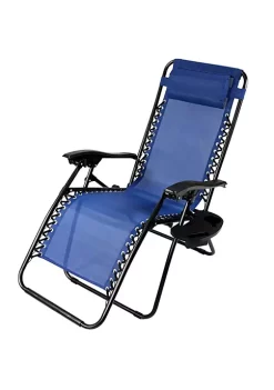 Deals 😀 Sunnydaze Zero Gravity Lounge Chair with Pillow & Cup Holder - Navy Blue by Sunnydaze Decor 🛒 -Sunnydaze Decor Shop Belk 10017