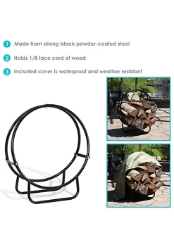 Outlet 👏 24 in Powder-Coated Steel Firewood Log Hoop Rack with Khaki Cover by Sunnydaze Decor 👏 11 Outlet 👏 24 in Powder-Coated Steel Firewood Log Hoop Rack with Khaki Cover by Sunnydaze Decor 👏 -Sunnydaze Decor Shop Belk 10023