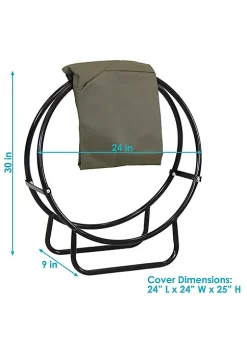 Outlet 👏 24 in Powder-Coated Steel Firewood Log Hoop Rack with Khaki Cover by Sunnydaze Decor 👏 12 Outlet 👏 24 in Powder-Coated Steel Firewood Log Hoop Rack with Khaki Cover by Sunnydaze Decor 👏 -Sunnydaze Decor Shop Belk 10024