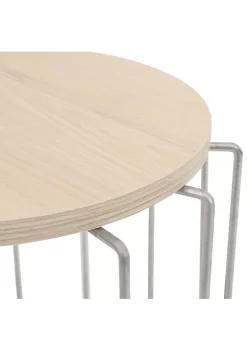 Cheapest 👏 Steel Wire End Table with Faux Woodgrain Tabletop - Cream by Sunnydaze Decor 🧨 -Sunnydaze Decor Shop Belk 10028