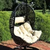 Best Pirce ⌛ Sunnydaze Lauren Hanging Egg Chair - Resin Wicker - Beige Cushions by Sunnydaze Decor 👍