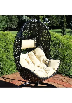 Best Pirce ⌛ Sunnydaze Lauren Hanging Egg Chair - Resin Wicker - Beige Cushions by Sunnydaze Decor 👍 -Sunnydaze Decor Shop Belk 1008