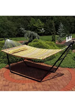 New 👏 Sunnydaze Spreader Bar Hammock - Yellow and Gray Chevron by Sunnydaze Decor ✔️