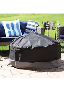 Discount 🌟 60 in 2-Tone Polyester Round Outdoor Fire Pit Cover - Gray/Black by Sunnydaze Decor ❤️ -Sunnydaze Decor Shop Belk 10097