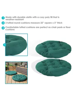 Discount ⭐ Sunnydaze Olefin Tufted Large Round Floor Cushion - Set of 2 - Dark Green by Sunnydaze Decor 🤩 -Sunnydaze Decor Shop Belk 10101