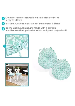 Best Sale 👍 Sunnydaze Polyester Round Patio Seat Cushions - Set of 2 - Green Woven Diamond by Sunnydaze Decor 🛒 -Sunnydaze Decor Shop Belk 10160