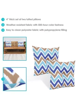 Hot Sale 😉 Sunnydaze 2 Outdoor Tufted Back Cushions - 19 x 19-Inch - Chevron Bliss by Sunnydaze Decor ❤️ -Sunnydaze Decor Shop Belk 10177