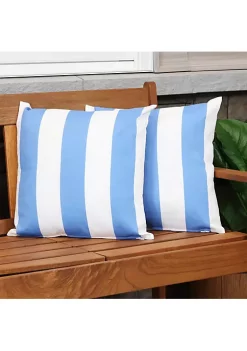 New 🔔 Sunnydaze 2 Outdoor Decorative Throw Pillows - 17 x 17-Inch - Beach-Bound Stripe by Sunnydaze Decor 💯