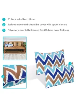 Best Pirce 🔔 Sunnydaze 2 Indoor/Outdoor Lumbar Throw Pillows - 12 x 20-Inch - Chevron Bliss by Sunnydaze Decor 💯 -Sunnydaze Decor Shop Belk 10240