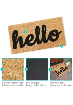 Top 10 🌟 Sunnydaze 17-inch x 30-inch Indoor/Outdoor PVC/Coir Hello Entrance Mat by Sunnydaze Decor 🤩 -Sunnydaze Decor Shop Belk 10304