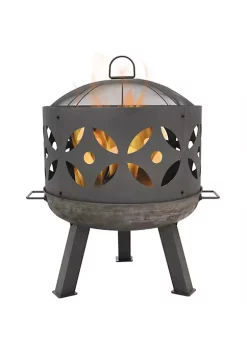 Best Sale 🧨 26 in Retro Cast Iron Fire Pit with Spark Screen by Sunnydaze Decor 🧨 -Sunnydaze Decor Shop Belk 1039