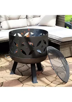 Best Sale 🧨 26 in Retro Cast Iron Fire Pit with Spark Screen by Sunnydaze Decor 🧨 -Sunnydaze Decor Shop Belk 1043
