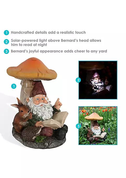 Wholesale ๐ Bernard the Bookworm Outdoor Solar-Powered Gnome - 16 in by Sunnydaze Decor ๐ 6 Wholesale ๐ Bernard the Bookworm Outdoor Solar-Powered Gnome - 16 in by Sunnydaze Decor ๐ - Image 4