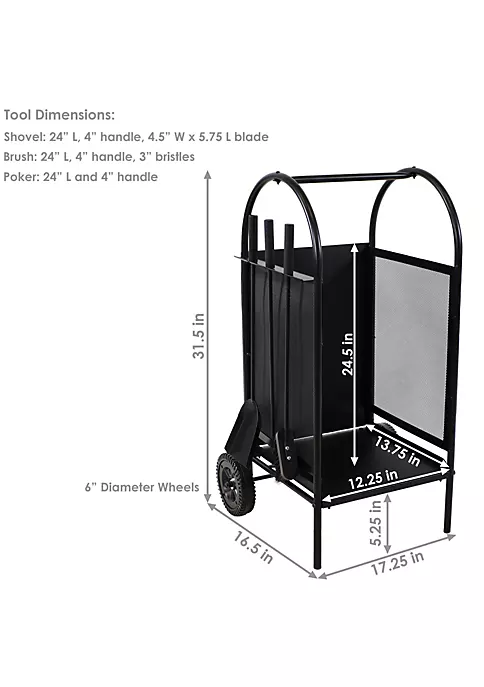 New ๐ 4-Piece Steel Firewood Log Rack Cart with Fireplace Tools by Sunnydaze Decor โญ 7 New ๐ 4-Piece Steel Firewood Log Rack Cart with Fireplace Tools by Sunnydaze Decor โญ - Image 5