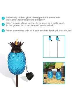 Deals 🔥 Glass Tropical Pineapple 2-in-1 Outdoor Torch - Blue - Set of 2 by Sunnydaze Decor 🥰 -Sunnydaze Decor Shop Belk 1066