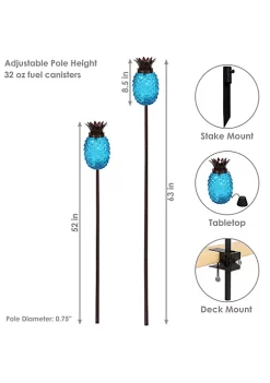 Deals 🔥 Glass Tropical Pineapple 2-in-1 Outdoor Torch - Blue - Set of 2 by Sunnydaze Decor 🥰 -Sunnydaze Decor Shop Belk 1067