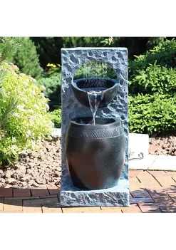 Deals 🤩 Peaceful Rain Outdoor Water Fountain with LED Lights - 31.25 in by Sunnydaze Decor ⌛ -Sunnydaze Decor Shop Belk 1109