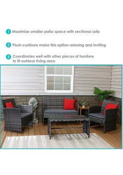 Promo ⌛ Ardfield Rattan 4-Piece Patio Furniture Set - Mixed Gray by Sunnydaze Decor ⭐ -Sunnydaze Decor Shop Belk 1113