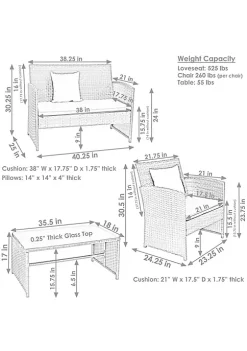 Promo ⌛ Ardfield Rattan 4-Piece Patio Furniture Set - Mixed Gray by Sunnydaze Decor ⭐ -Sunnydaze Decor Shop Belk 1114