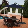 Budget 🧨 10 ft Solar Offset Steel Patio Umbrella with Crank - Navy Blue by Sunnydaze Decor 😉