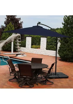 Budget 🧨 10 ft Solar Offset Steel Patio Umbrella with Crank - Navy Blue by Sunnydaze Decor 😉 -Sunnydaze Decor Shop Belk 1127
