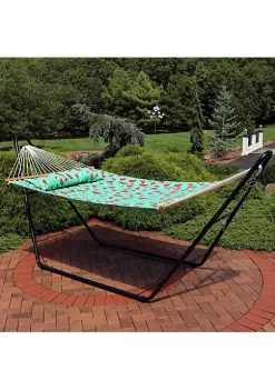 New 🤩 Large Quilted Hammock with Spreader Bar and Pillow - Watermelon by Sunnydaze Decor 👏