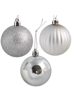Promo 😍 Beautiful Bauble 25-Piece Plastic 🎅 Christmas Ornament Set - Silver by Sunnydaze Decor 🤩 -Sunnydaze Decor Shop Belk 1148