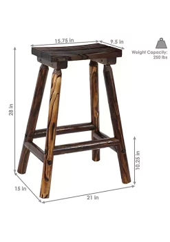Cheap 🔥 Provincial Fir Wood Indoor/Outdoor Bar Stool - Charred Finish by Sunnydaze Decor 🎁 -Sunnydaze Decor Shop Belk 1156