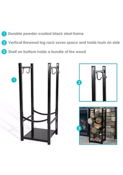 Cheapest 🔥 32 in Steel Firewood Log Rack with Tool Holders - Black by Sunnydaze Decor 😀 -Sunnydaze Decor Shop Belk 1165