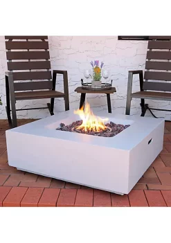 Discount ⭐ 34 in Contempo Square Concrete Propane Gas Fire Pit with Cover by Sunnydaze Decor 🥰