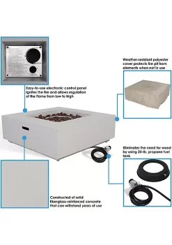 Discount ⭐ 34 in Contempo Square Concrete Propane Gas Fire Pit with Cover by Sunnydaze Decor 🥰 -Sunnydaze Decor Shop Belk 1182