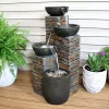 Coupon ⭐ Staggered Bowls Tiered Water Fountain with LED Lights - 34 in by Sunnydaze Decor 🎁