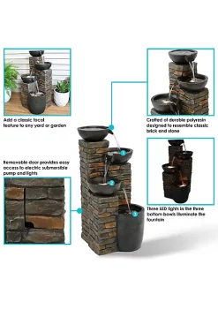 Coupon ⭐ Staggered Bowls Tiered Water Fountain with LED Lights - 34 in by Sunnydaze Decor 🎁 -Sunnydaze Decor Shop Belk 1188