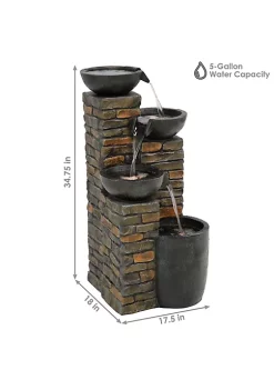 Coupon ⭐ Staggered Bowls Tiered Water Fountain with LED Lights - 34 in by Sunnydaze Decor 🎁 -Sunnydaze Decor Shop Belk 1189