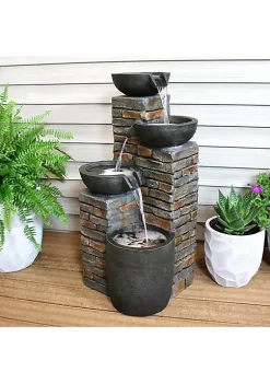 Coupon ⭐ Staggered Bowls Tiered Water Fountain with LED Lights - 34 in by Sunnydaze Decor 🎁 -Sunnydaze Decor Shop Belk 1190