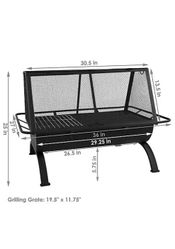 Outlet 😀 36 in Northland Grill Steel Fire Pit with Grate, Poker, and Cover by Sunnydaze Decor 😉 -Sunnydaze Decor Shop Belk 1201