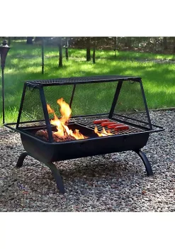 Outlet 😀 36 in Northland Grill Steel Fire Pit with Grate, Poker, and Cover by Sunnydaze Decor 😉 -Sunnydaze Decor Shop Belk 1202