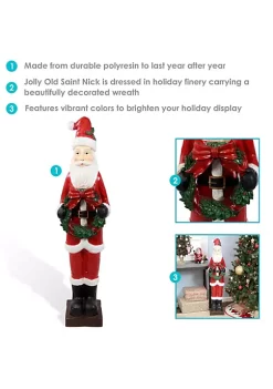 Cheapest ⭐ Sunnydaze Santa with 🎄 Christmas Wreath Indoor/Outdoor Holiday Statue - 46.5-Inch by Sunnydaze Decor 🧨 -Sunnydaze Decor Shop Belk 1205