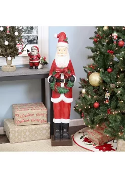 Cheapest ⭐ Sunnydaze Santa with 🎄 Christmas Wreath Indoor/Outdoor Holiday Statue - 46.5-Inch by Sunnydaze Decor 🧨 -Sunnydaze Decor Shop Belk 1206