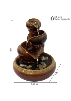 Outlet 🔔 Tiered Vessels Ceramic Indoor Water Fountain - 10 in by Sunnydaze Decor 🎁 -Sunnydaze Decor Shop Belk 1233