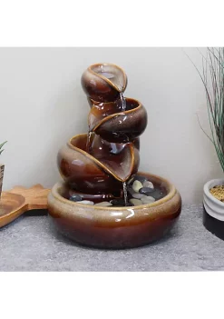 Outlet 🔔 Tiered Vessels Ceramic Indoor Water Fountain - 10 in by Sunnydaze Decor 🎁 -Sunnydaze Decor Shop Belk 1234