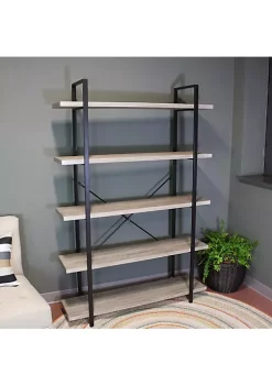 Coupon 👍 5-Tier Industrial Open-Shelf Bookshelf - Oak Gray by Sunnydaze Decor 😉