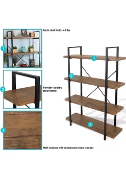 Best Sale 🧨 4-Tier Industrial Open-Shelf Bookshelf - Teak by Sunnydaze Decor 🌟 -Sunnydaze Decor Shop Belk 1255