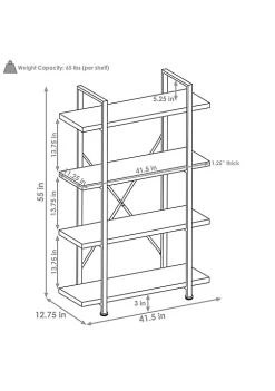 Best Sale 🧨 4-Tier Industrial Open-Shelf Bookshelf - Teak by Sunnydaze Decor 🌟 -Sunnydaze Decor Shop Belk 1256