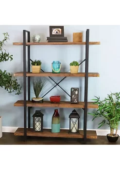 Best Sale 🧨 4-Tier Industrial Open-Shelf Bookshelf - Teak by Sunnydaze Decor 🌟 -Sunnydaze Decor Shop Belk 1257