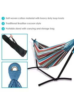 Best reviews of 🤩 Cotton Hammock with Steel Stand and Carrying Case - Cool Breeze by Sunnydaze Decor 😍 -Sunnydaze Decor Shop Belk 1267