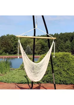 Outlet ✔️ Large Mayan Cotton/Nylon Rope Hammock Chair - Natural by Sunnydaze Decor ✔️