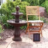Budget 🤩 Resin Outdoor 2-Tier Solar Water Fountain with Battery - Rust by Sunnydaze Decor 🔥