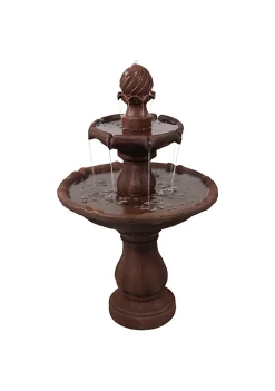 Budget 🤩 Resin Outdoor 2-Tier Solar Water Fountain with Battery - Rust by Sunnydaze Decor 🔥 -Sunnydaze Decor Shop Belk 1299