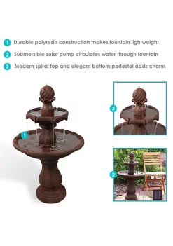Budget 🤩 Resin Outdoor 2-Tier Solar Water Fountain with Battery - Rust by Sunnydaze Decor 🔥 -Sunnydaze Decor Shop Belk 1301